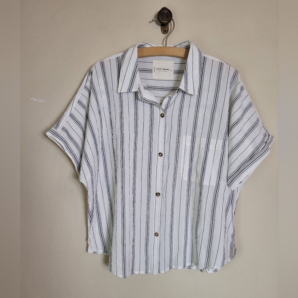 Lucky Brand Women's Striped Button-Up Shirt Medium